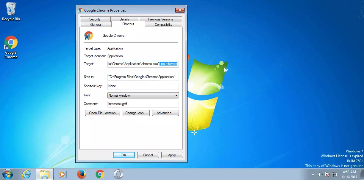 Imagen: Propiedades de Google Chrome