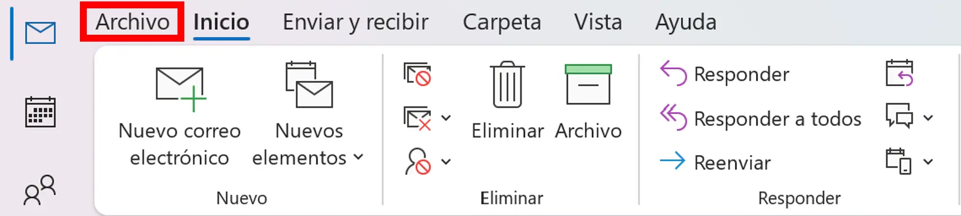 Imagen: Pestaña Archivo en Microsoft Outlook