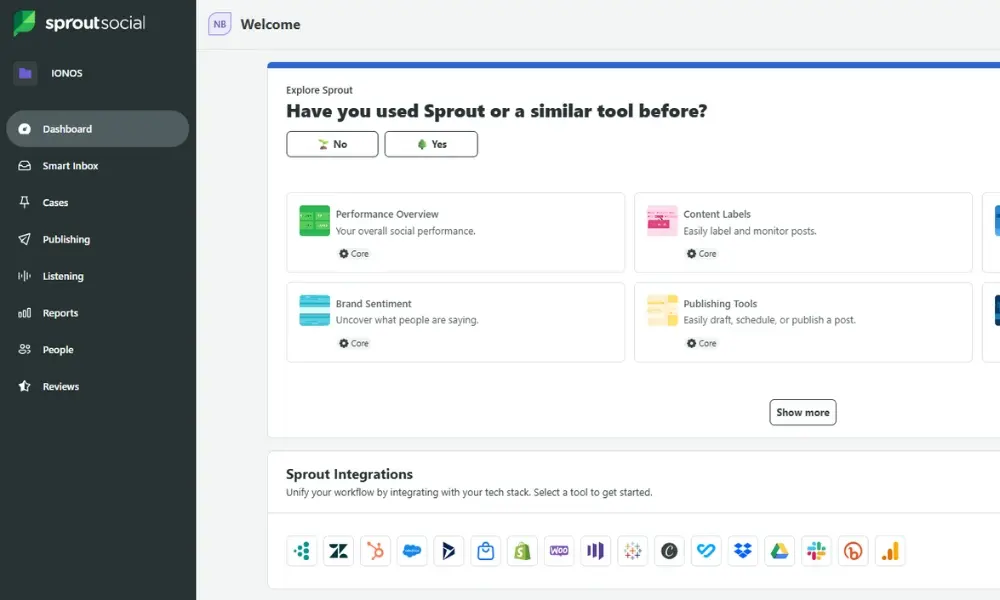 Imagen: Interfaz de usuario de Sprout Social