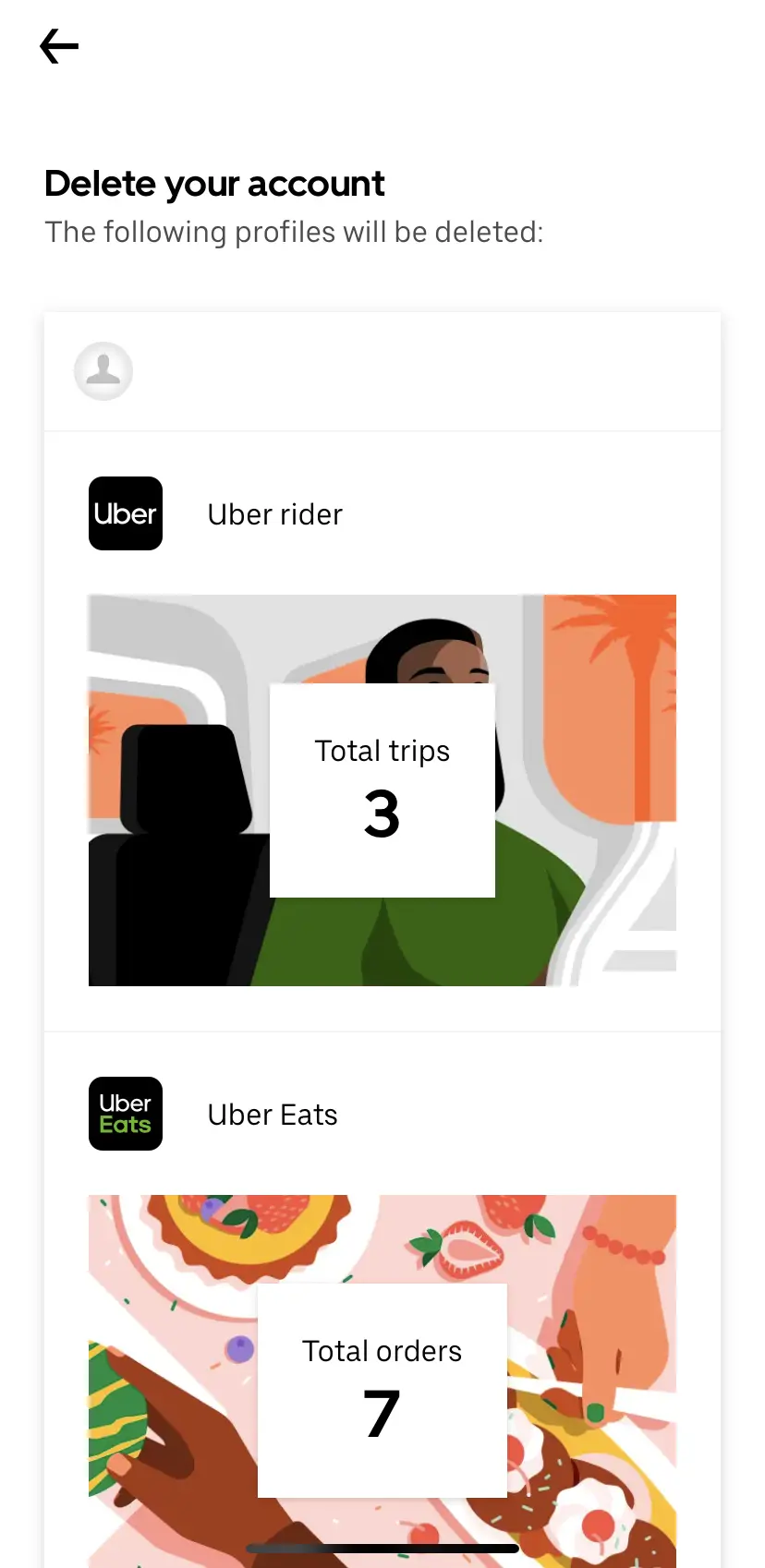 Imagen: Eliminar tu cuenta de Uber