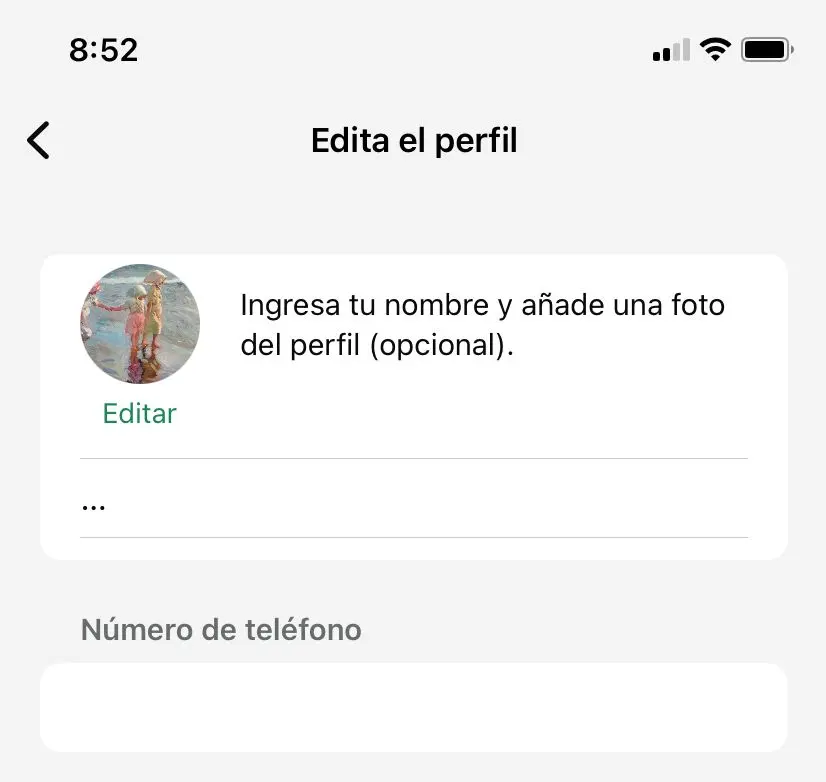 Captura de pantalla de la configuración de WhatsApp “Editar” en iOS Imagen: Captura de pantalla de la configuración de WhatsApp “Editar” en iOS