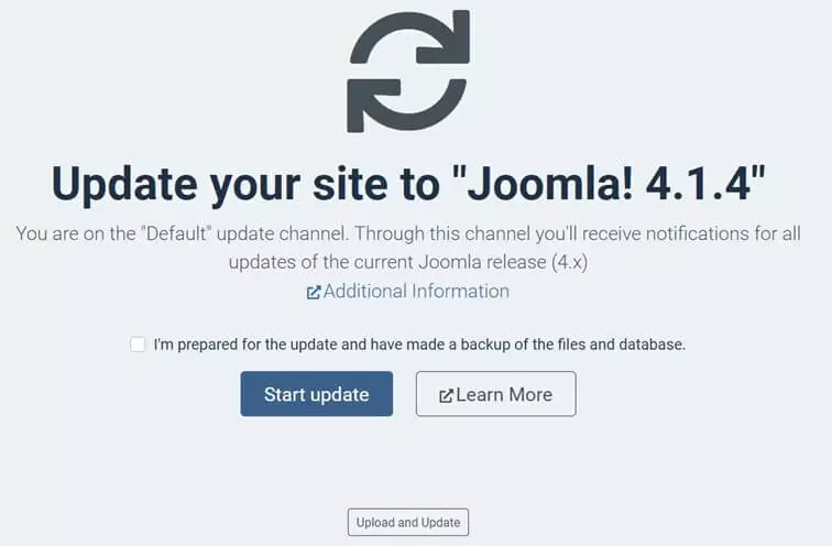 Imagen: Update Joomla: cuadro de actualizar