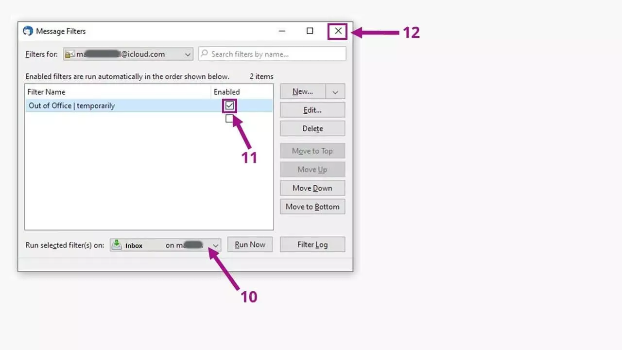 Imagen: Respuesta automática con Thunderbird: activa el filtro.