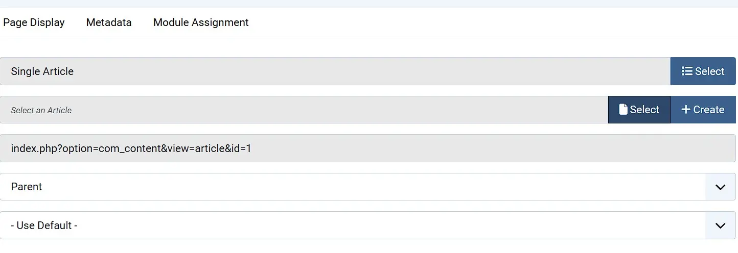 Imagen: Men&uacute; de Inicio en Joomla