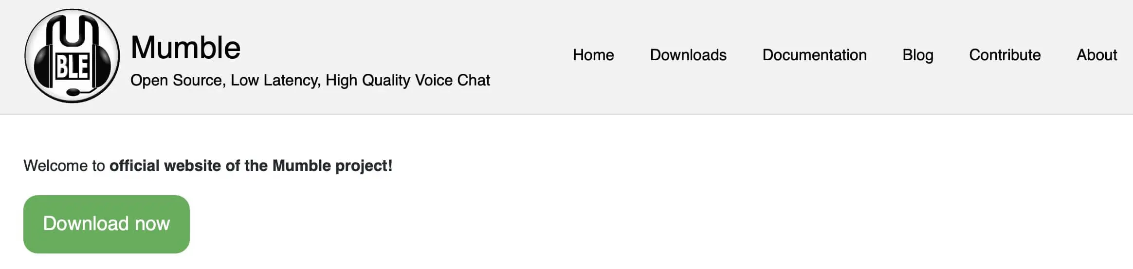 Captura de pantalla de la página web de Mumble Imagen: Captura de pantalla de la página web de Mumble