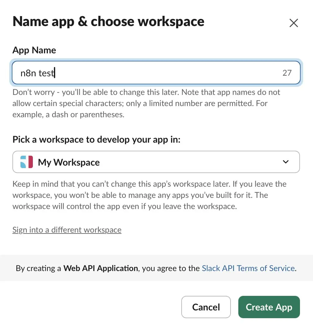 Configuración de la app en Slack Imagen: Configuración de la app en Slack