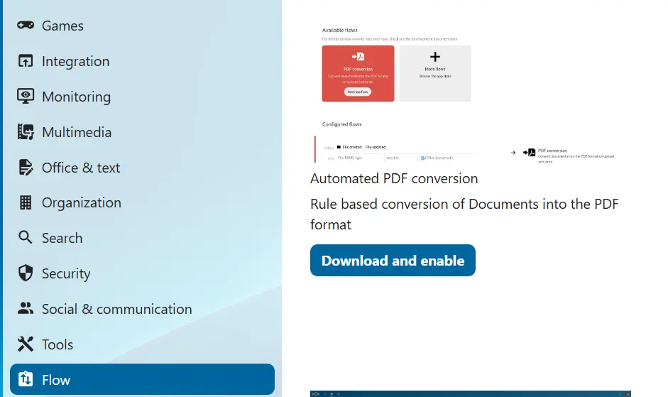 Nextcloud Store: “Conversión automática a PDF” Imagen: Nextcloud Store: “Conversión automática a PDF”
