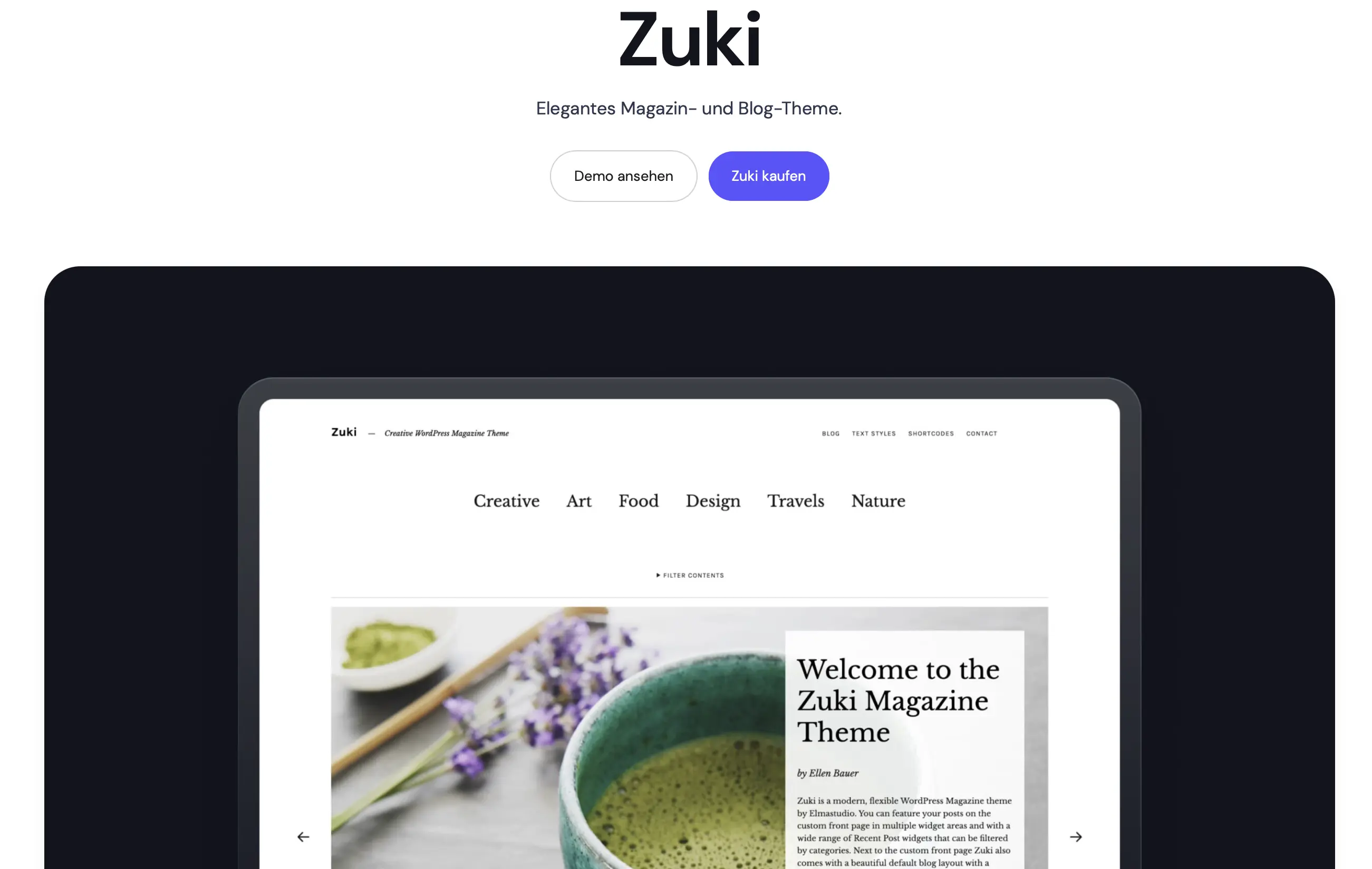 Imagen: Plantilla Zuki de WordPress hecha por Elmastudio