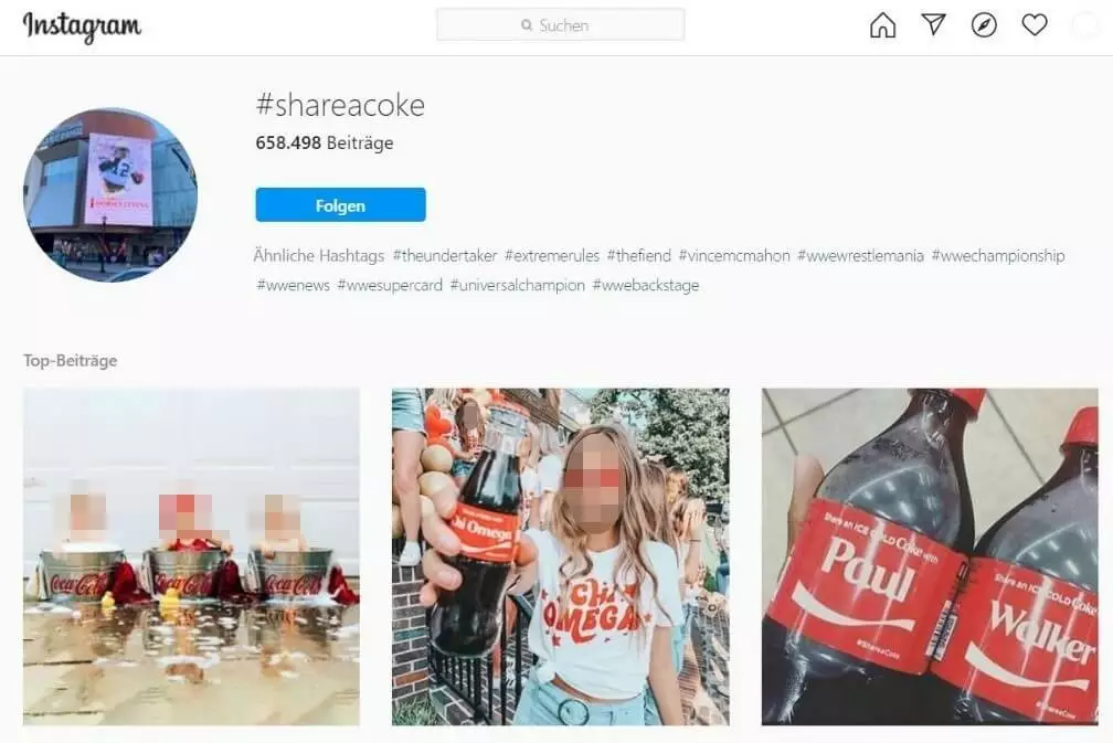Imagen: Hashtag marketing: #ShareACoke de Coca-Cola