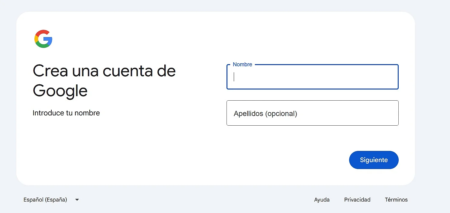 Crear una cuenta de Google Imagen: Crear una cuenta de Google