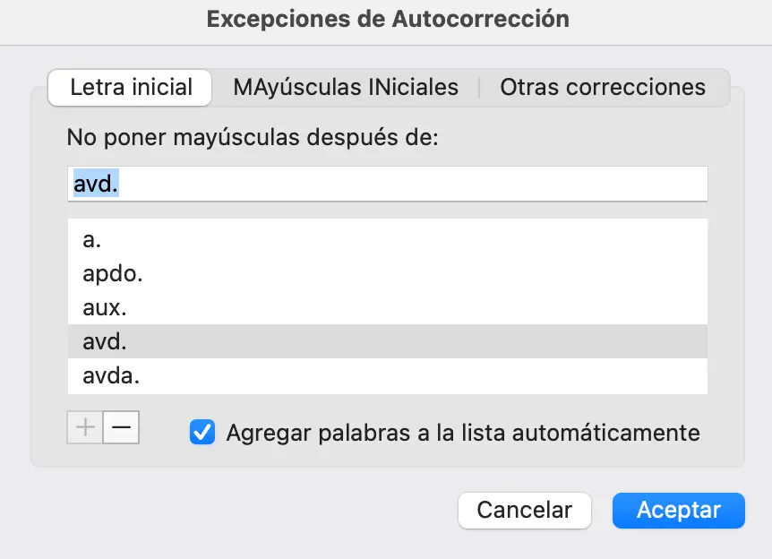 Outlook para Mac: excepciones de autocorrección Imagen: Outlook para Mac: excepciones de autocorrección