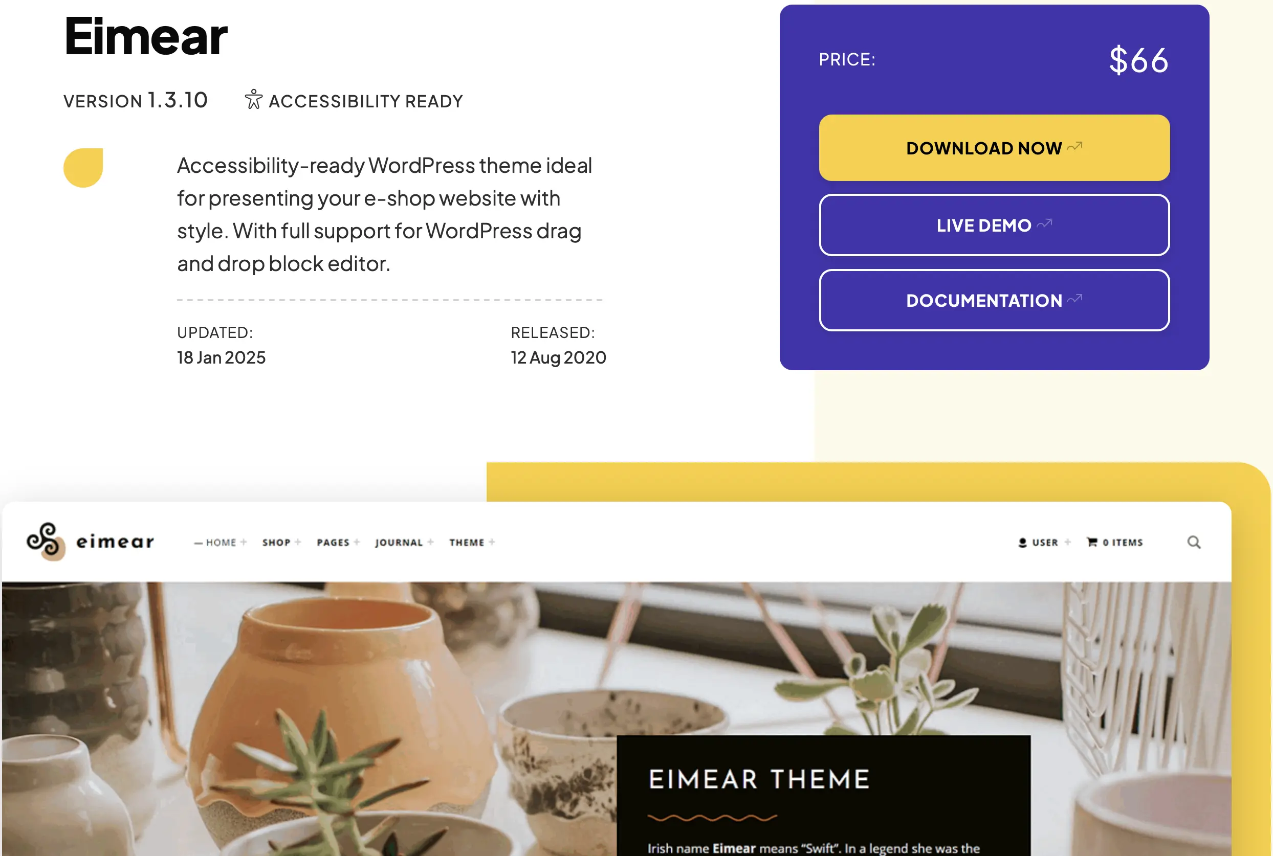 Imagen: Plantilla Eimear de WordPress hecha por WebMan Design