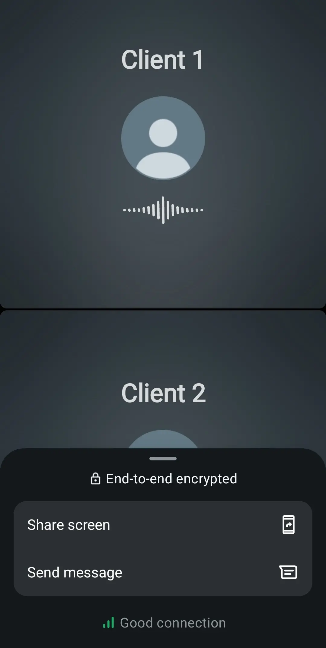 Vista de una llamada grupal en WhatsApp desde un grupo existente Imagen: Vista de una llamada grupal en WhatsApp desde un grupo existente
