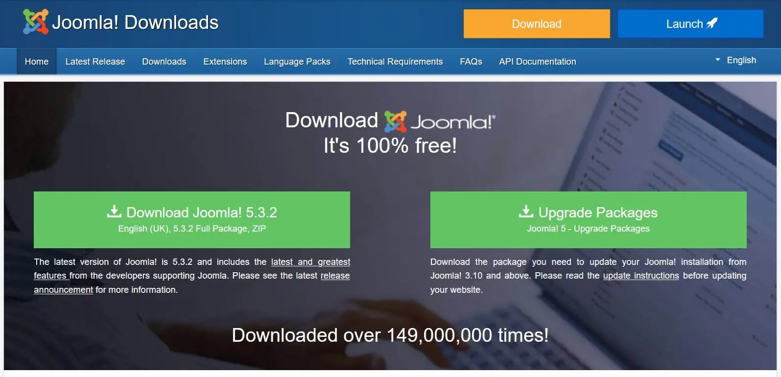 Imagen: P&aacute;gina de inicio de Joomla