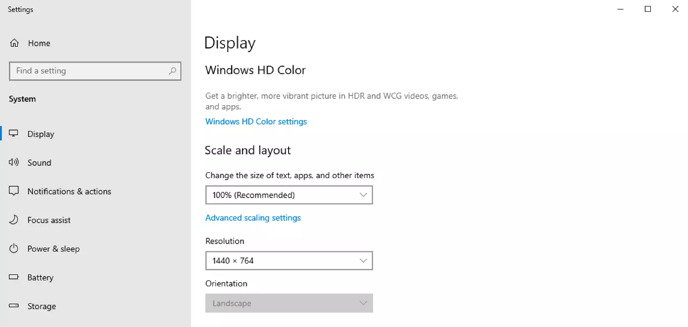 Imagen: Opciones de configuración para girar la pantalla en Windows 10