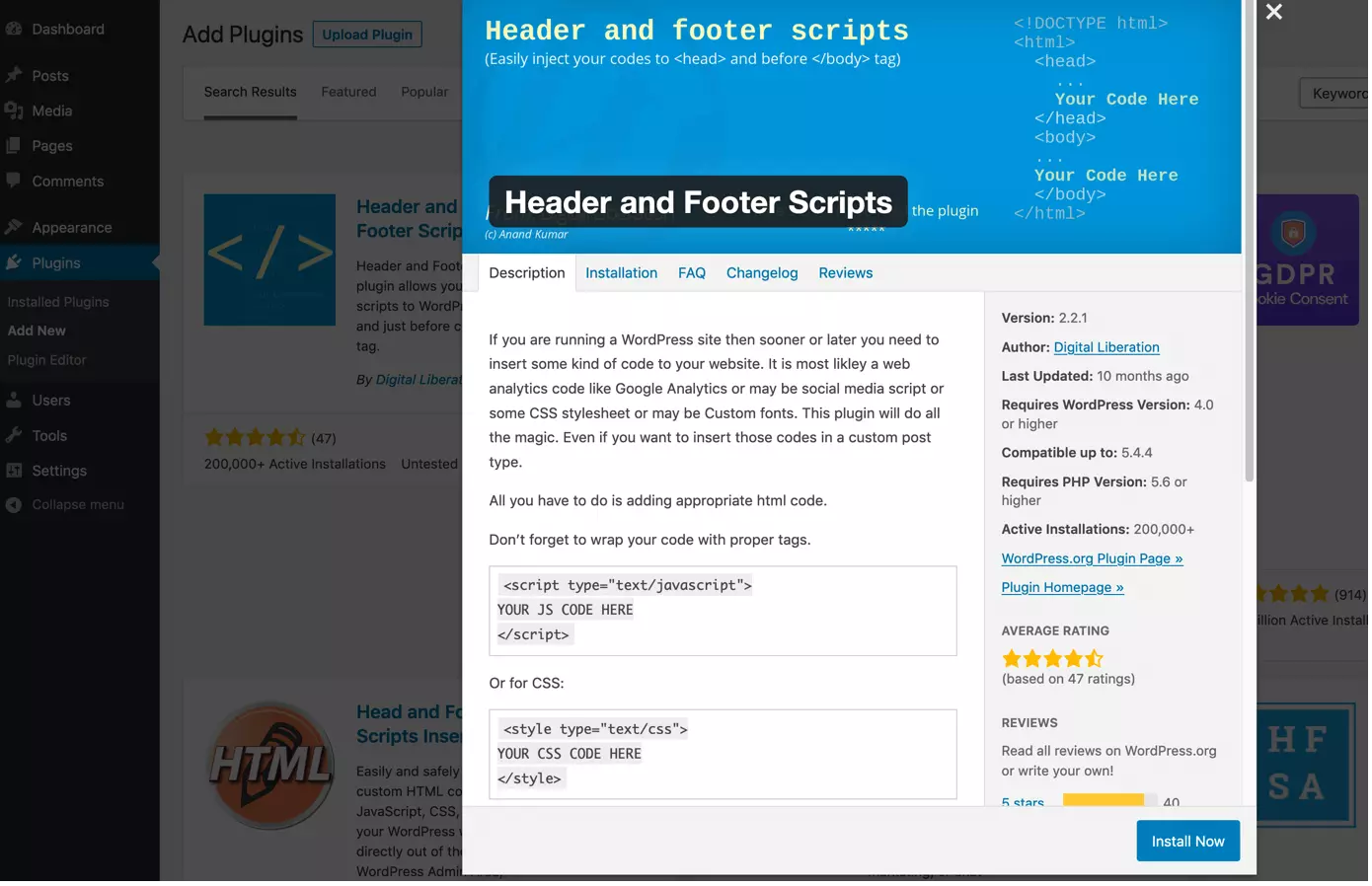 Instala el plugin Header and Footer Scripts