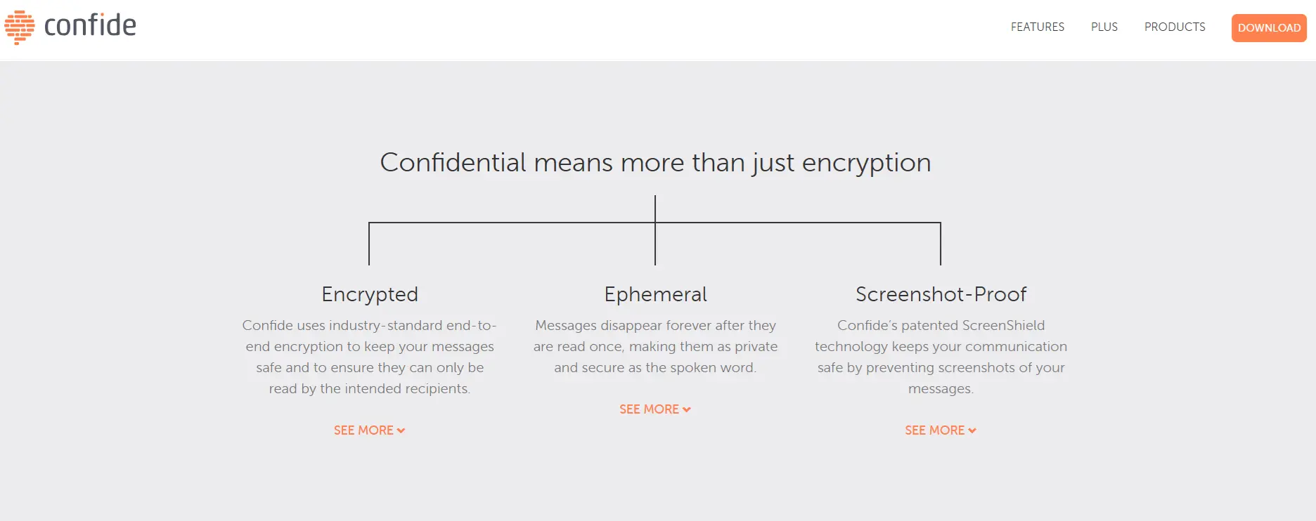 Imagen: Captura de pantalla de la página web de Confide