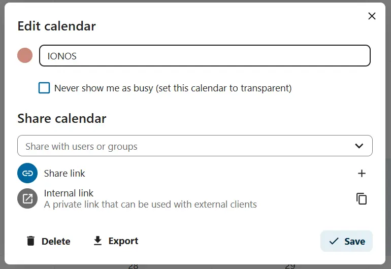 Editar un calendario en Nextcloud Calendar Imagen: Editar un calendario en Nextcloud Calendar