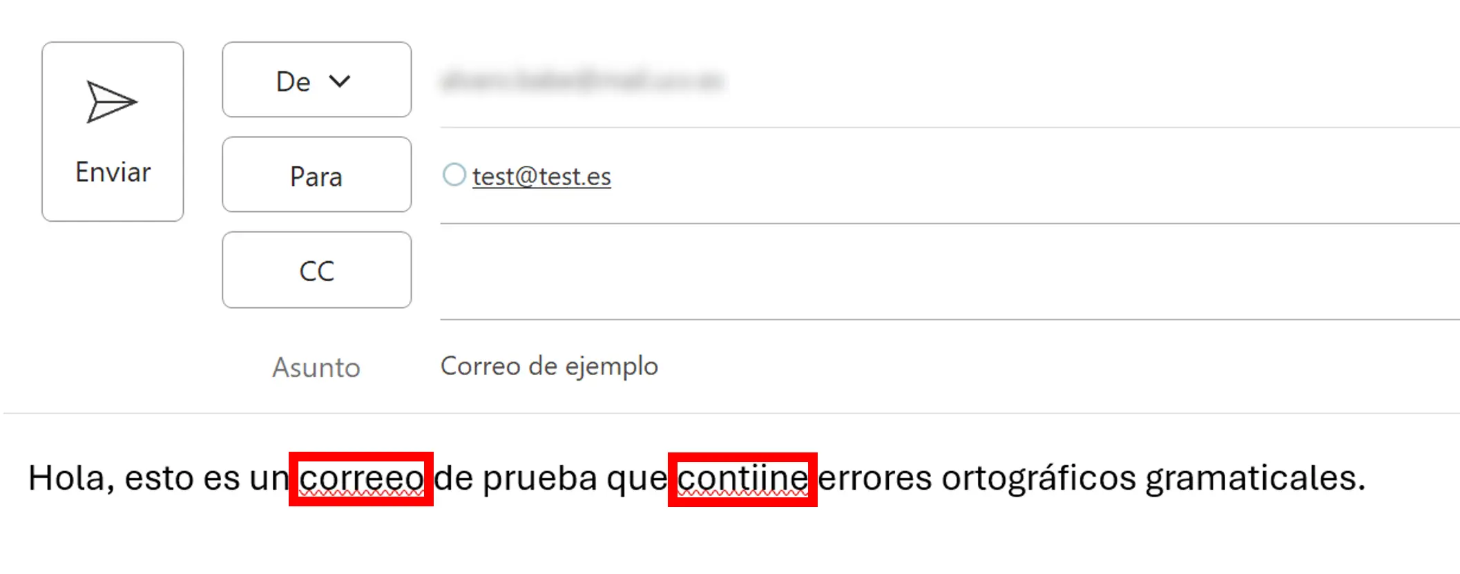 Imagen: Marcado de errores en Outlook