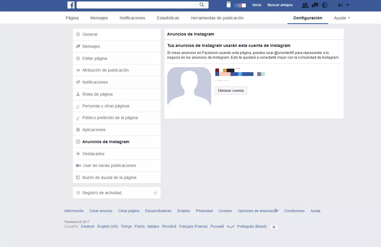 Imagen: El perfil de Instagram está ahora vinculado a la cuenta de Facebook] [Bildunterschrift: El perfil de Instagram está ahora vinculado a la cuenta de Facebook (fuente: Instagram app)