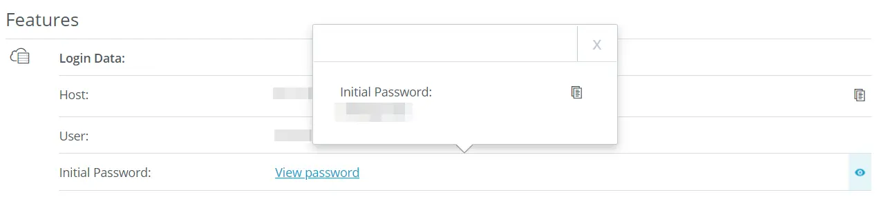 Datos de acceso en la cuenta de cliente de IONOS Imagen: Datos de acceso en la cuenta de cliente de IONOS