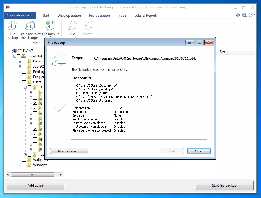 Imagen: O&O DiskImage Professional 11.0: síntesis de la copia de seguridad creada
