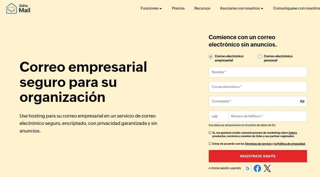 Imagen: Captura de pantalla de Zoho Mail