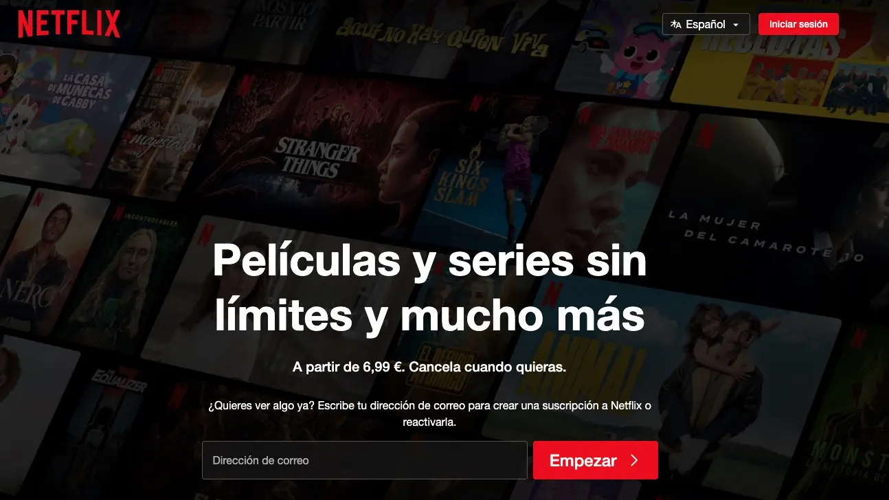 Imagen: Landing page de Netflix Espa&ntilde;a
