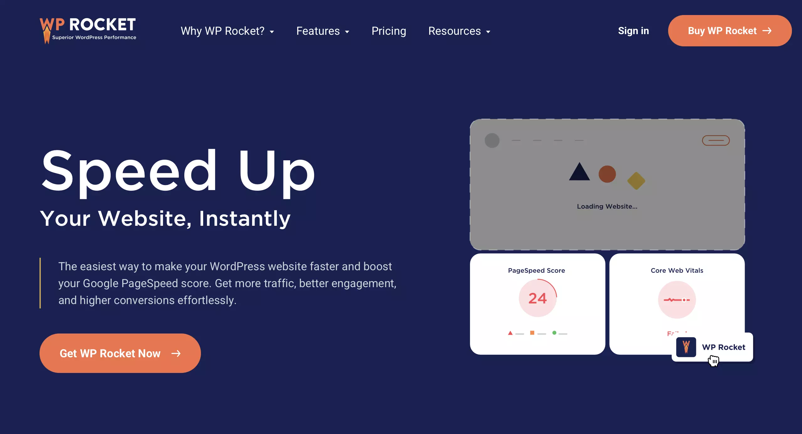 Página web del plugin para WordPress premium WP Rocket Imagen: Página web del plugin para WordPress premium WP Rocket