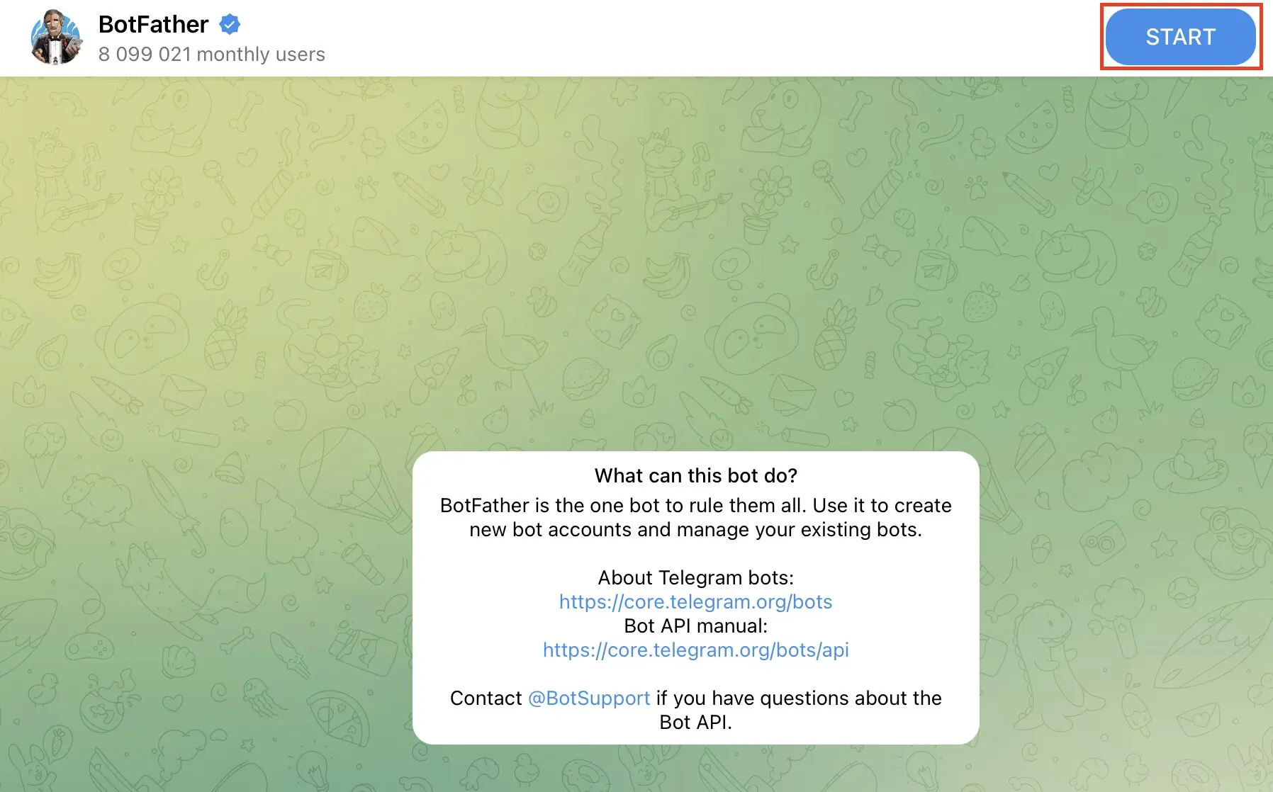 Iniciar Telegram BotFather Imagen: Iniciar Telegram BotFather