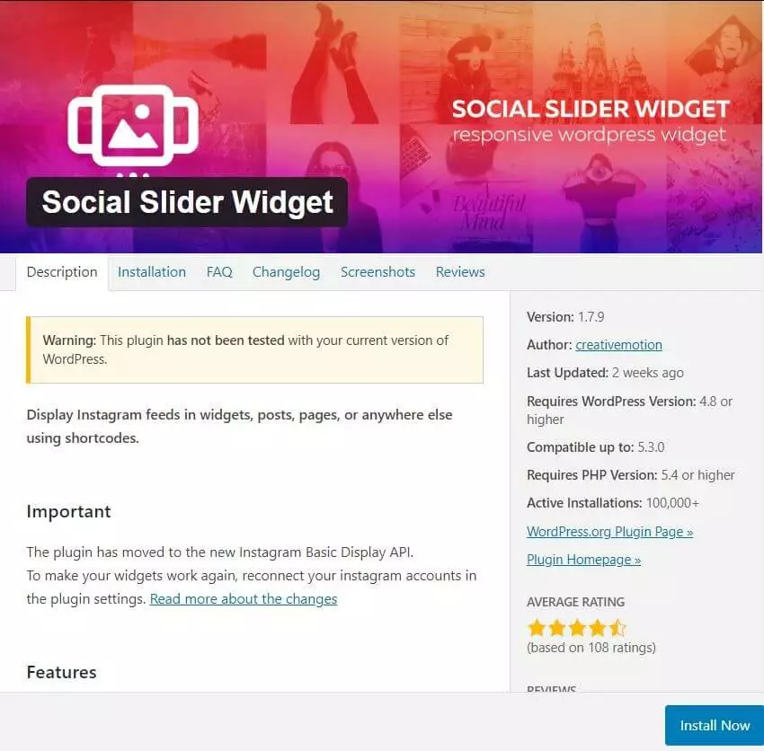 Social Slider Widget el Widget de Instagram para WordPress