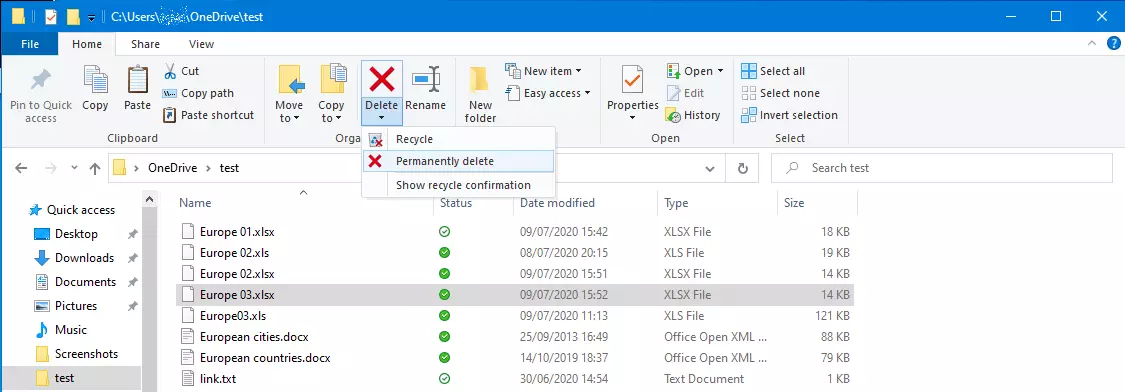 Eliminar archivos permanentemente