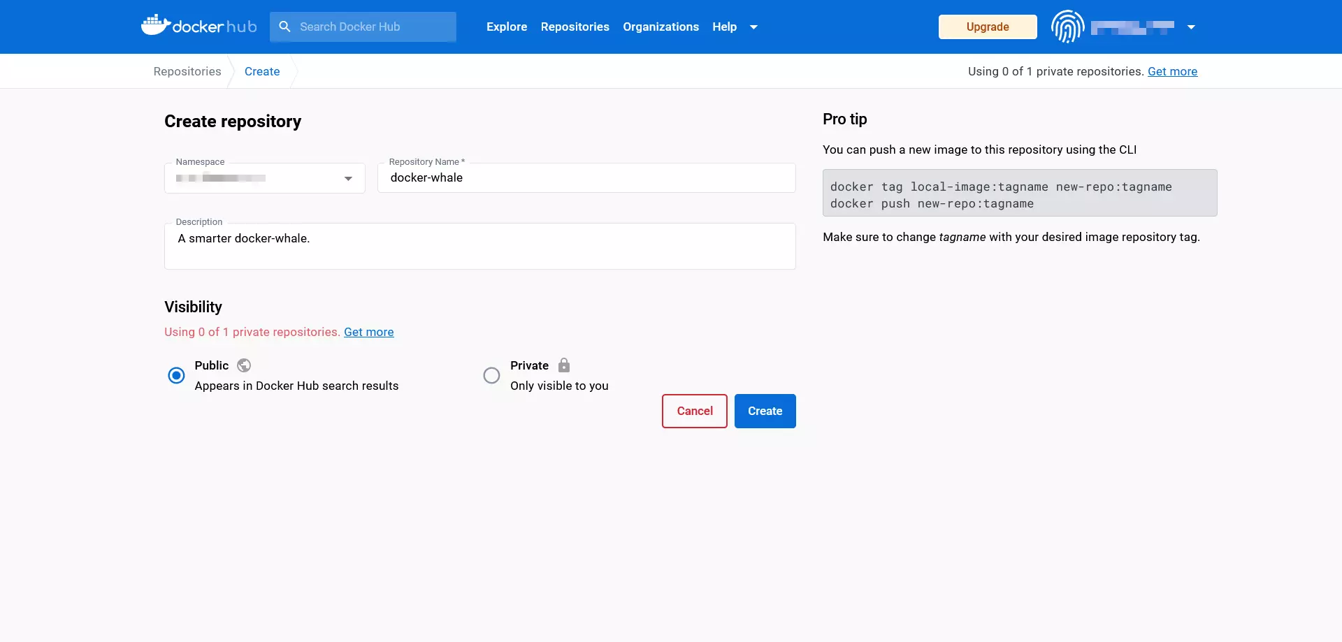 Docker Hub: formulario para la creación de un repositorio Docker Hub: formulario para la creación de un repositorio