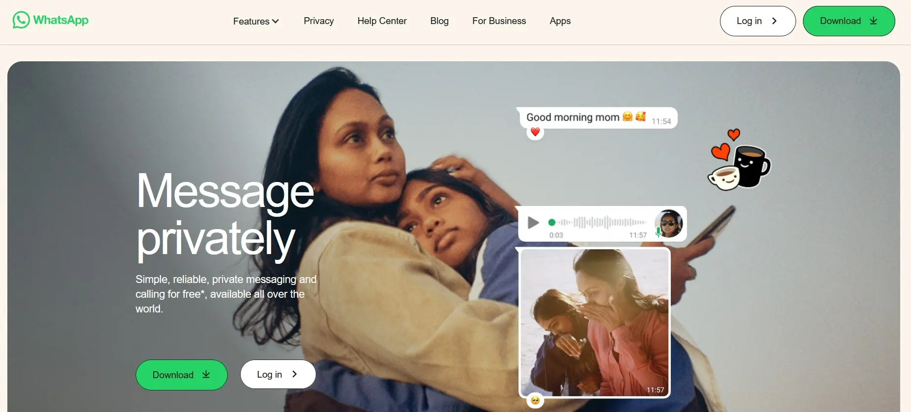 Imagen: P&aacute;gina de inicio de WhatsApp