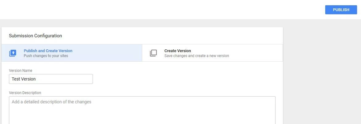 Google Tag Manager: publicación del contenedor