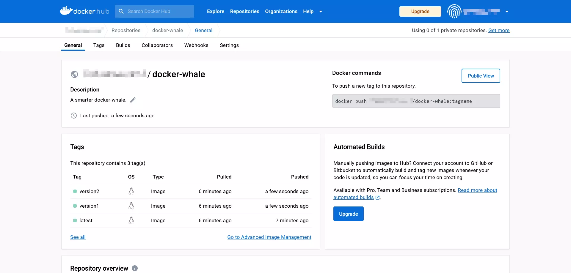 Docker Hub: pestaña “Tags” Docker Hub: pestaña “Tags”