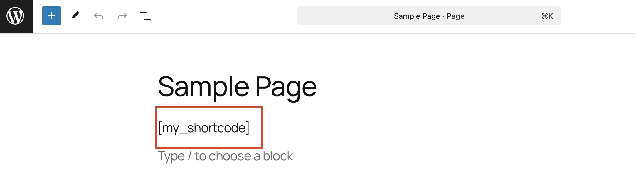 Editar página de WordPress: insertar shortcode Imagen: Editar página de WordPress: insertar shortcode
