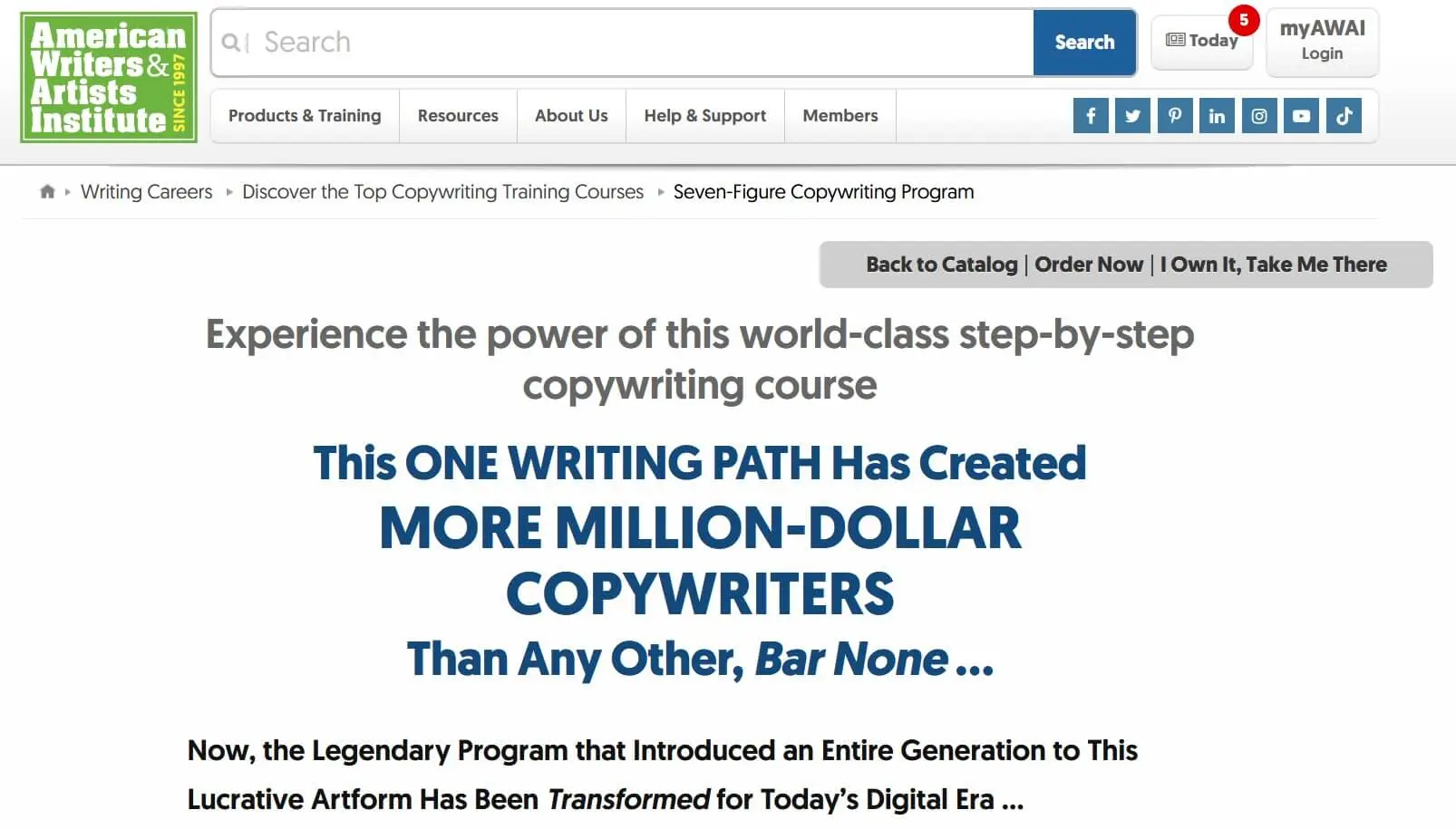 Ejemplo de página de destino de AWAI Imagen: Ejemplo de página de destino de AWAI