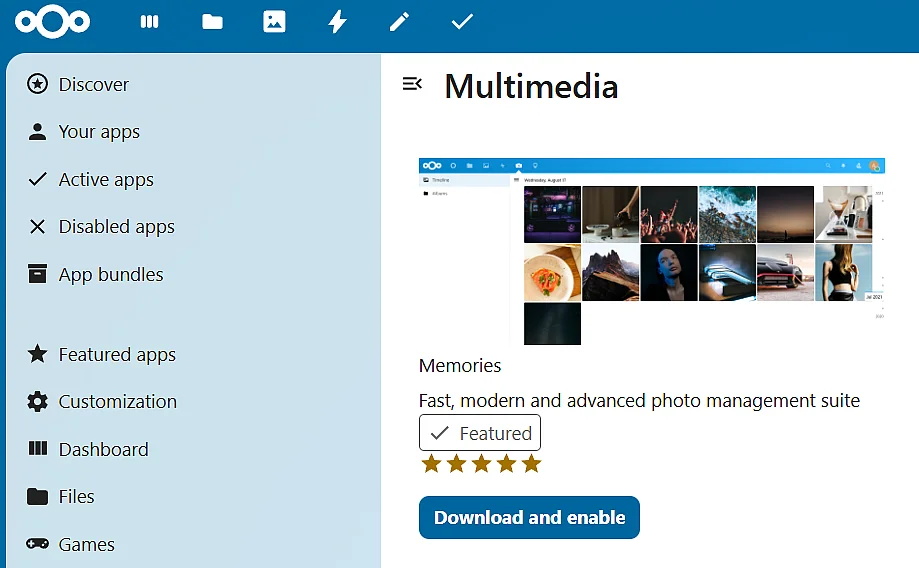 Memories en la App Store de Nextcloud Imagen: Memories en la App Store de Nextcloud