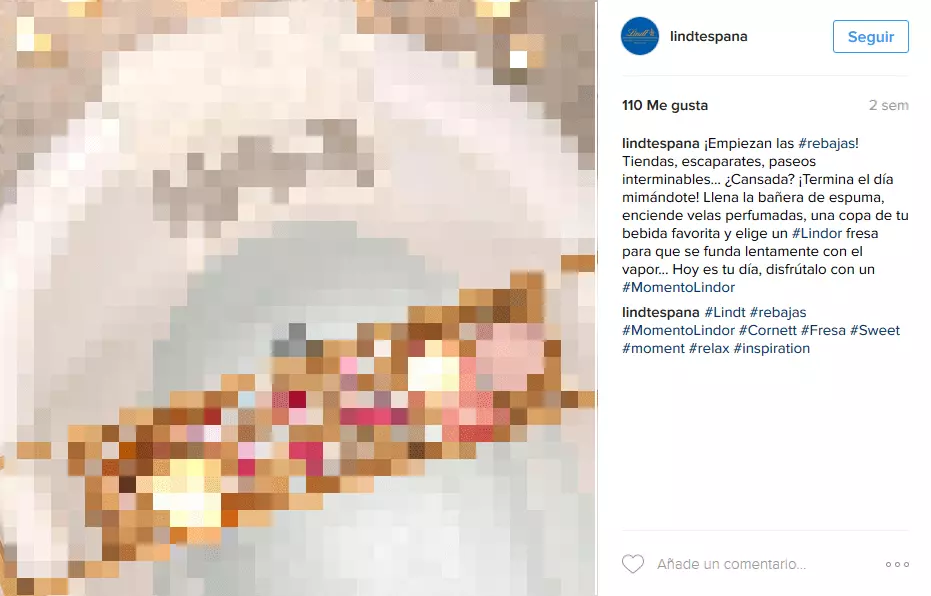 Imagen: Captura de pantalla de Lindt España en la versión de escritorio de Instagram