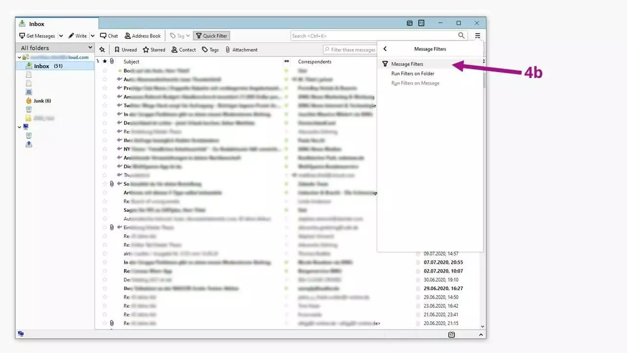 Imagen: Respuesta automática con Thunderbird: cómo activar el filtro al detalle.