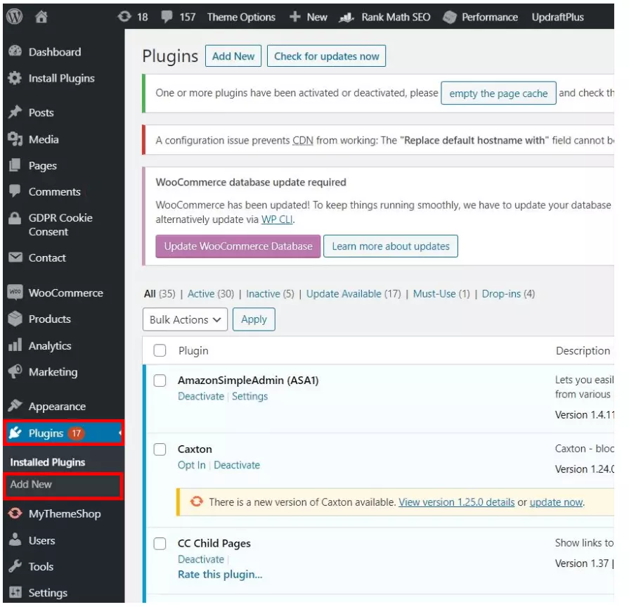 Imagen: Instalación del plugin para insertar un favicón 
