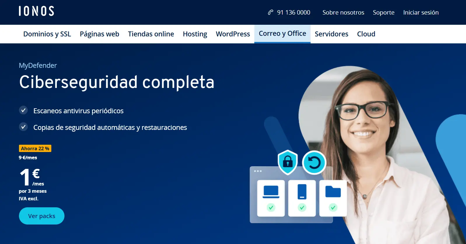 Imagen: Captura de pantalla de la landing page de MyDefender