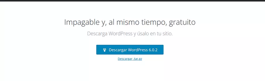 Captura de pantalla de la página web de WordPress “wordpress.org”