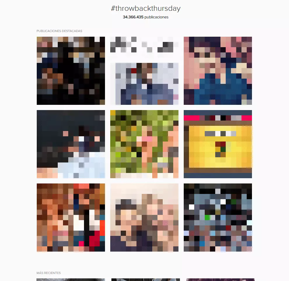 Imagen: Contenido resultante del hashtag #throwbackthursday en Instagram web