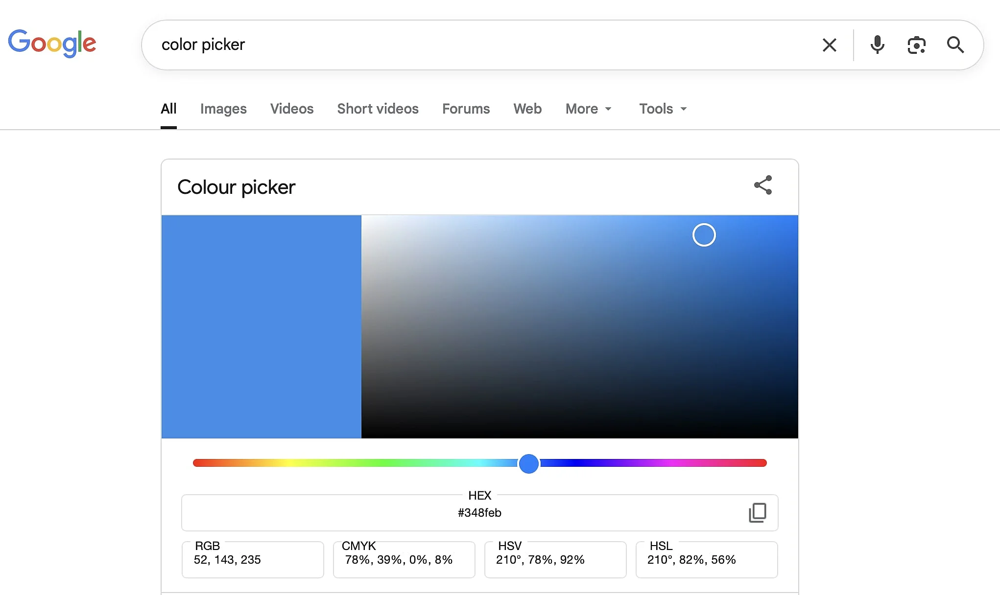 Imagen: Selector de color en el buscador de Google