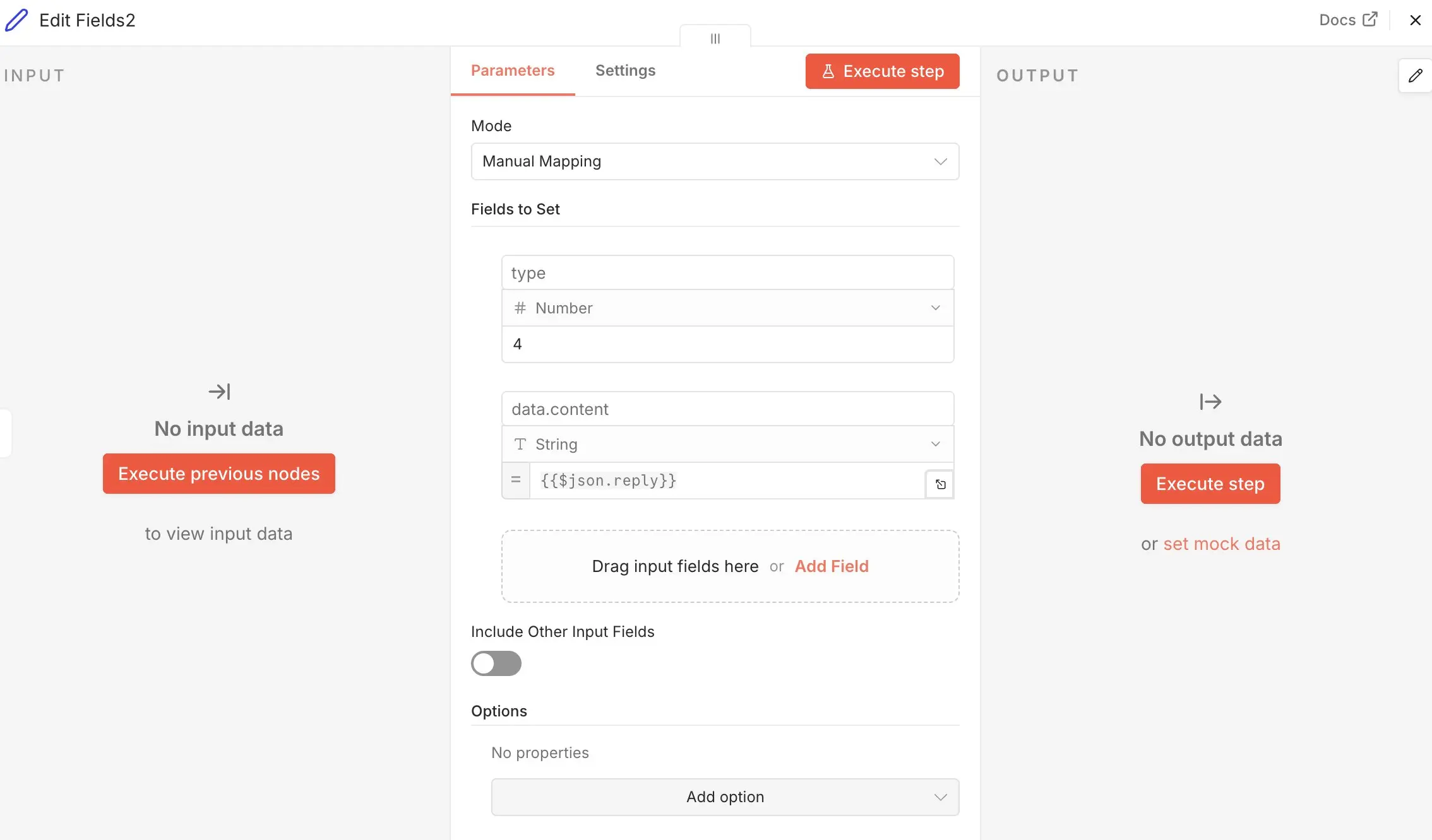 Nodo Set con formato en n8n Imagen: Nodo Set con formato en n8n
