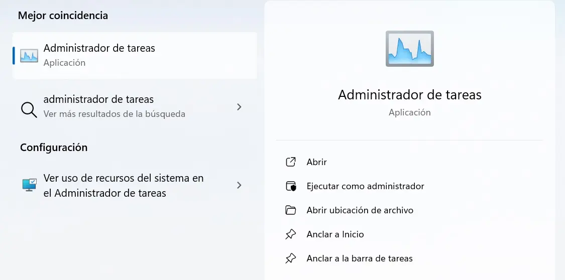 Resultados de búsqueda para “administrador de tareas“ Imagen: Resultados de búsqueda para “administrador de tareas“