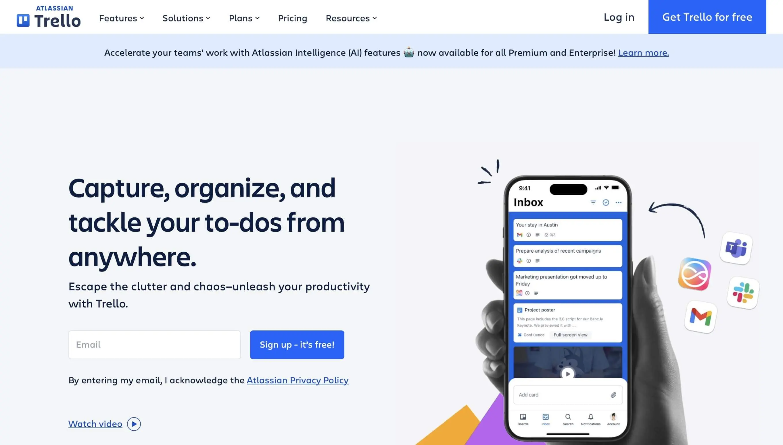 Imagen: Captura de pantalla de la p&aacute;gina principal de Trello