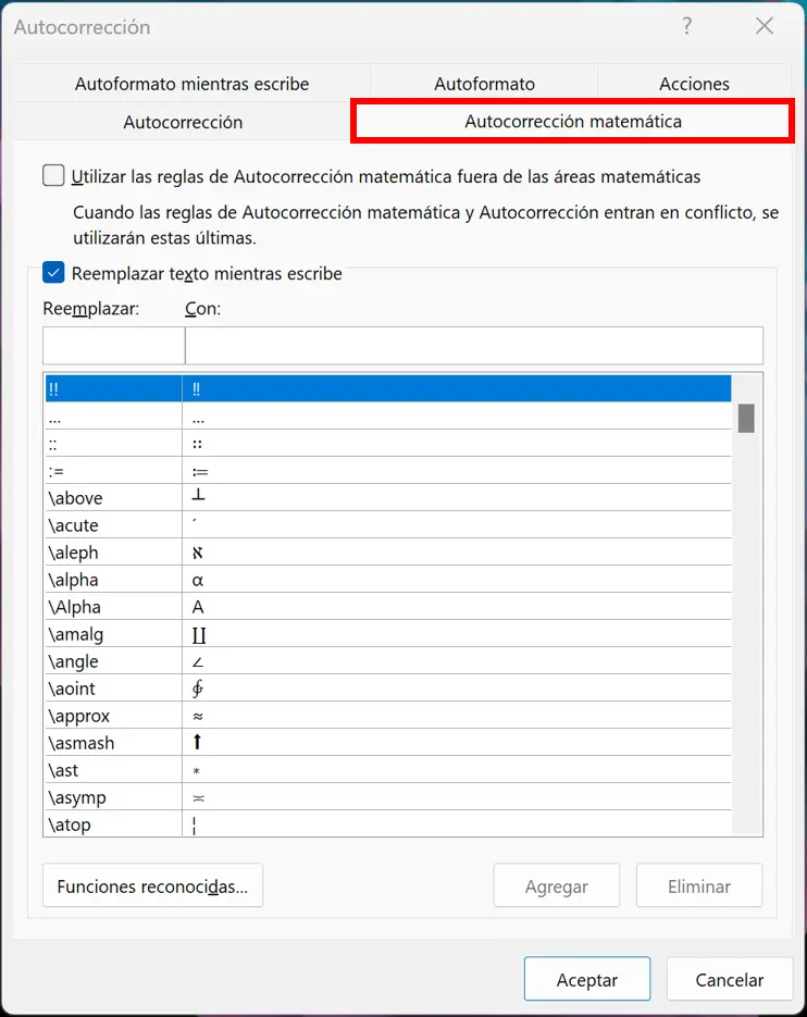 Autocorrección matemática de Outlook Imagen: Autocorrección matemática de Outlook